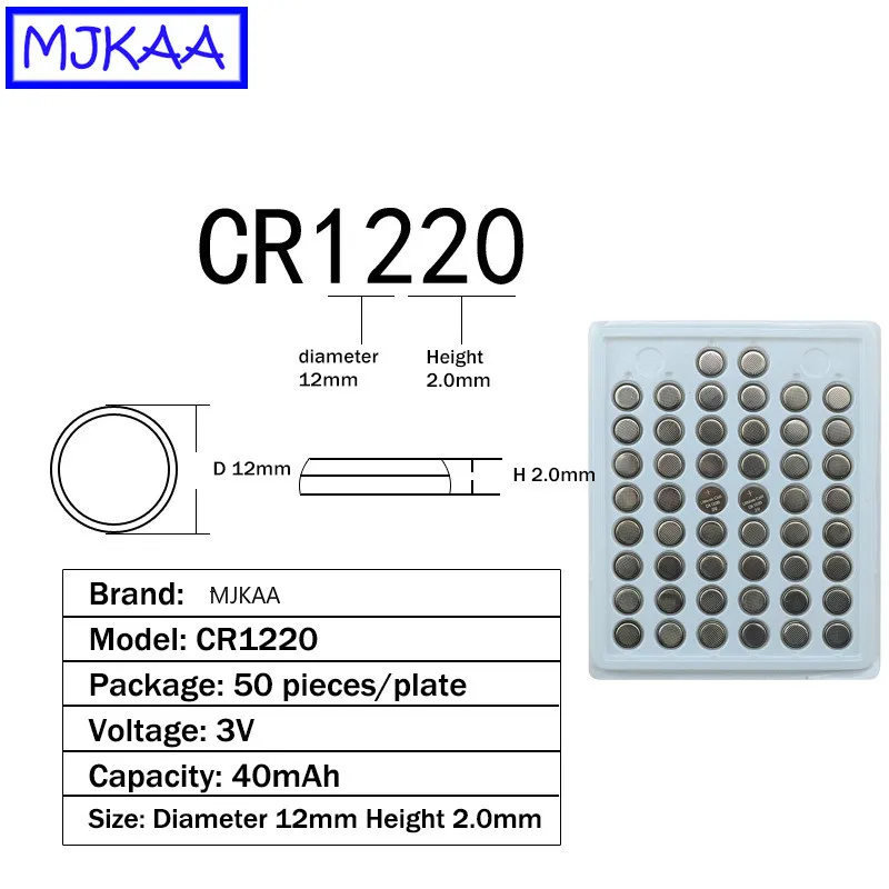 MJKAA 200 шт. CR1220 3V литиевая батарея таблеточного типа сотовый Батарея CR 1220 ECR1220 LM1220 батарея монетного типа для часов для автомобиля дистанционного Управление