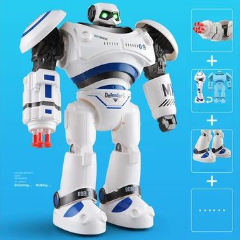 

SHAREFUNBAY R1 RC Robot AD Police Files Programmable Combat Defender Intelligent RC Robot Remote Control Toy for Kids