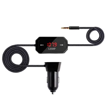 

Hot Selling Wireless FM Transmitter Radio Car Kit for Smart Phones Bundle with 3.5mm Audio Plug and Car Charger Black