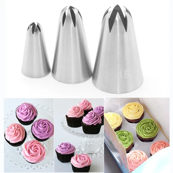 

3Pcs Rose Flower Pastry Nozzles Tips Cake Tools Cookie Cream Nozzle Icing Piping Pastry Tip Confectionery Cake Decoration Tool