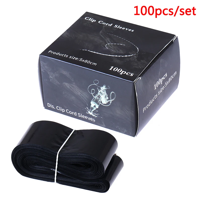 100Pcs Tattoo Accessory Machine Disposable Black/Blue Tattoo Clip Cord Sleeves Bags Covers For Tattoo
