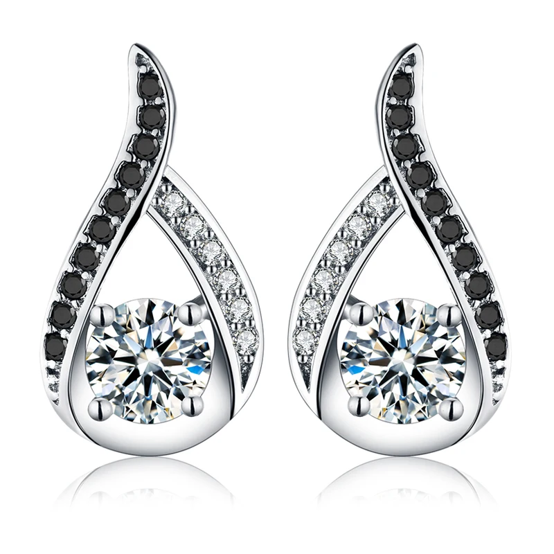

SODROV Vintage Genuine 925 Sterling Silver Female Earring Fine Jewelry Water-Drop Engagement Stud Earrings for Women T004