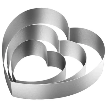 

Heart Muffin Tart Rings Multilayer Birthday Cake Baking Pans,Stainless Steel Rings Heart Molding Mousse Cake Rings 3Pcs