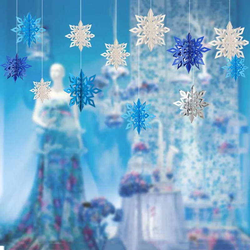 Frozen Party Christmas Snowflakes Decor 3D Hollow Snowflake Paper Garlands Ornament Fake Snow Winter Christmas Decor for Home QW163 (6)