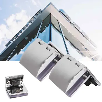 

2pcs Replacement 90 Degrees Clamp Zinc Alloy Glass Door Hinge Cupboard Showcase Wine Cabinet Gate Easy Use Hardware Fitting Home