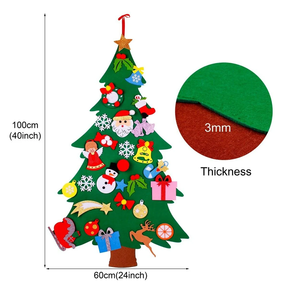 Детская войлочная Рождественская елка с орнаментом Рождественский подарок DIY дверь Настенный декор