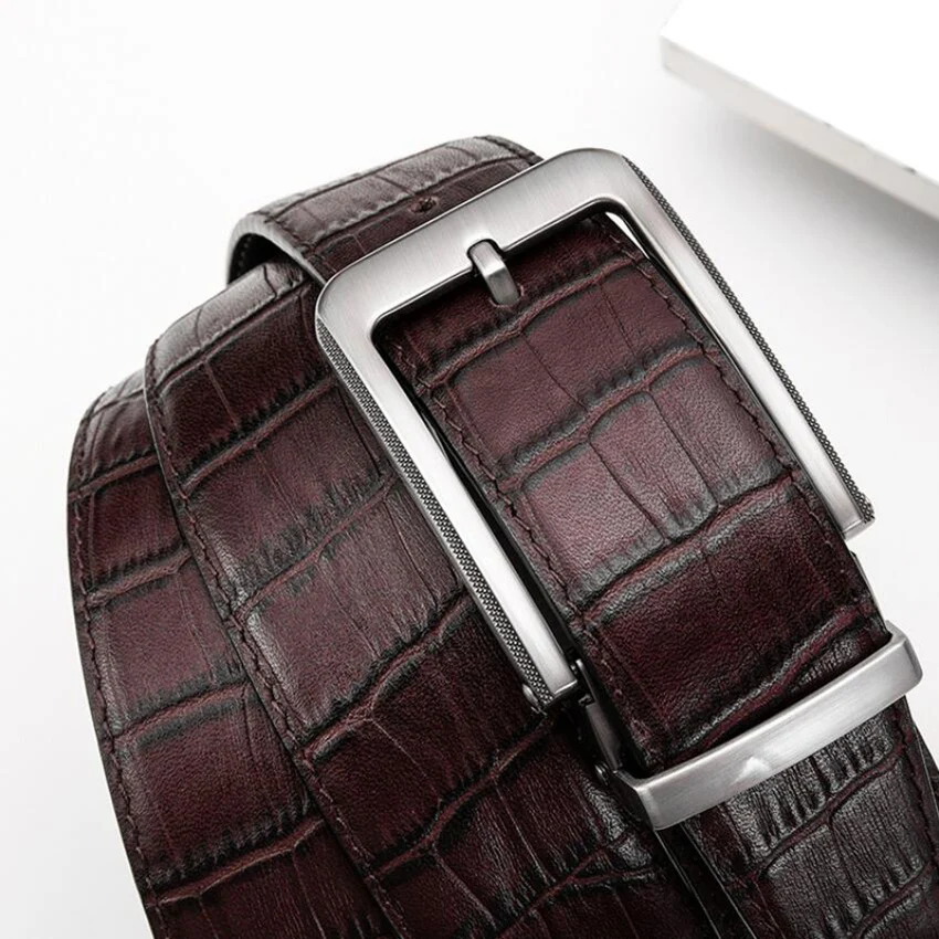 Male Genuine Leather Crocodile Grain Business Belt Top Layer Cowskin Alligator Grain Jeans Belt Quality Assurance XKS202