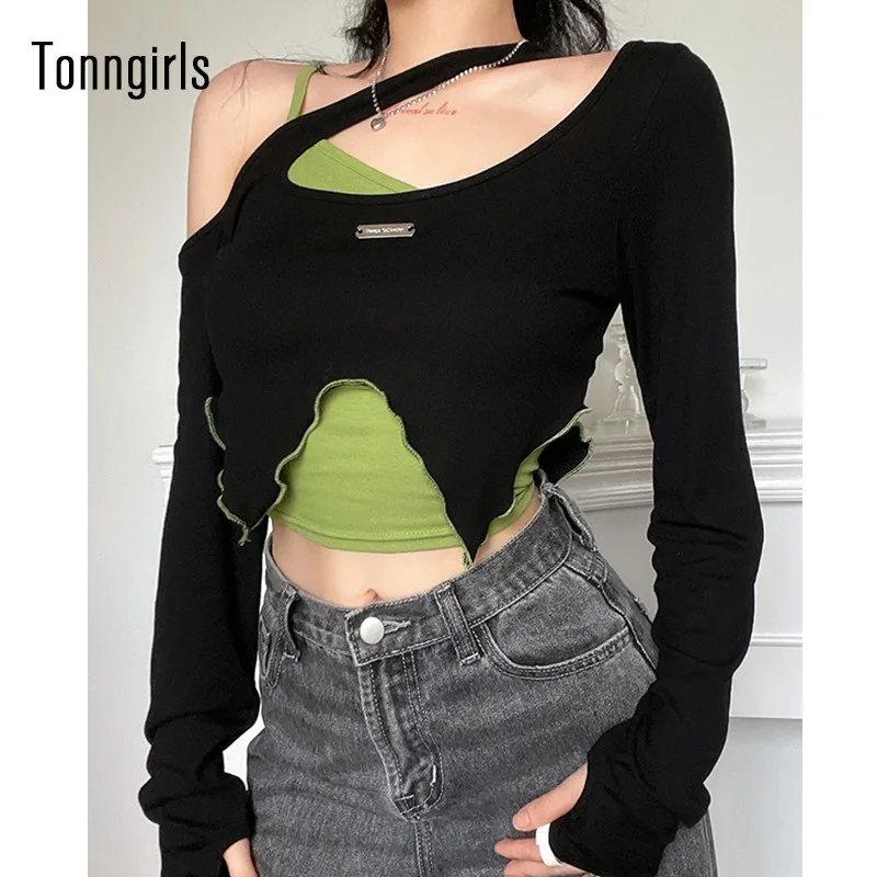 Винтажная Футболка Tonngirls Y2k укороченные топы с принтом гранж-тай-дай Женская