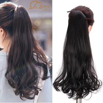 

TALANG Female Hair long Curly Hair Tail Natural Clip In Hair Extensions Ponytail Heat Resistant Synthetic Drawstring Hairpiece