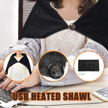 

45*80cm USB Heating Shawl Super Warm Electric Heated Blanket Shoulder Cape For Car Home In the cold winter best gift