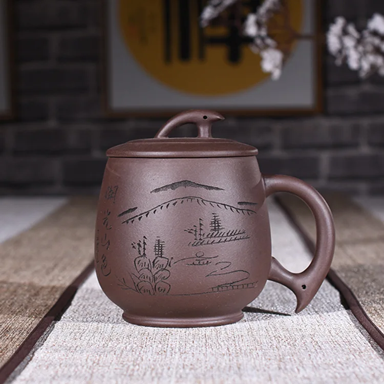 400ml Стиль, ручная роспись, фиолетовый; песок, чашка для чая, путешествия, удобство, кунг-фу, чашка для чая, Офисная Бытовая Питьевая утварь WSHYUFEI - Цвет: 400ml