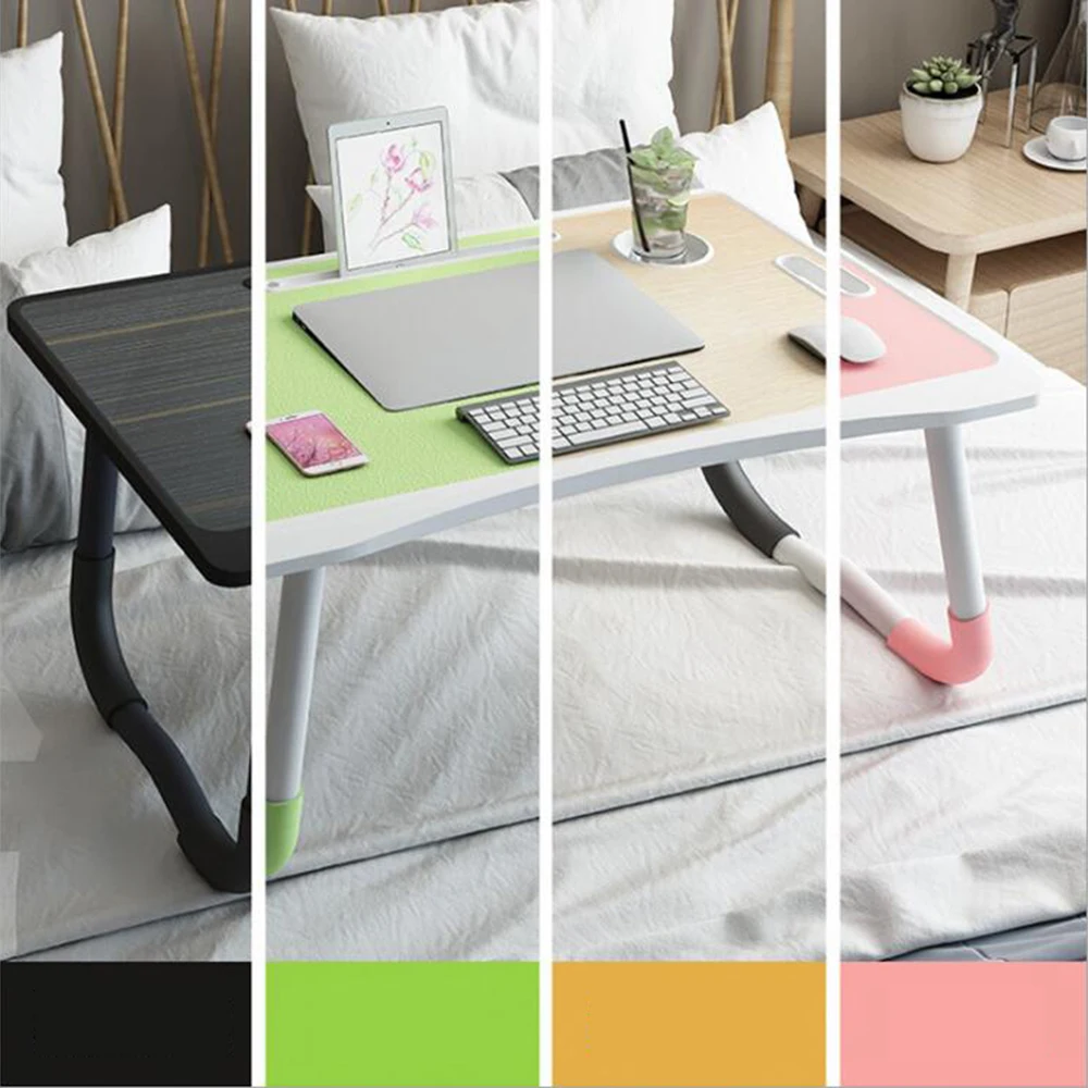 

Wooden Laptop Table with Folding Legs Adjustable Simple Computer Desk for Makeup Eating Studying Laptop Desk on The Bed Sofa