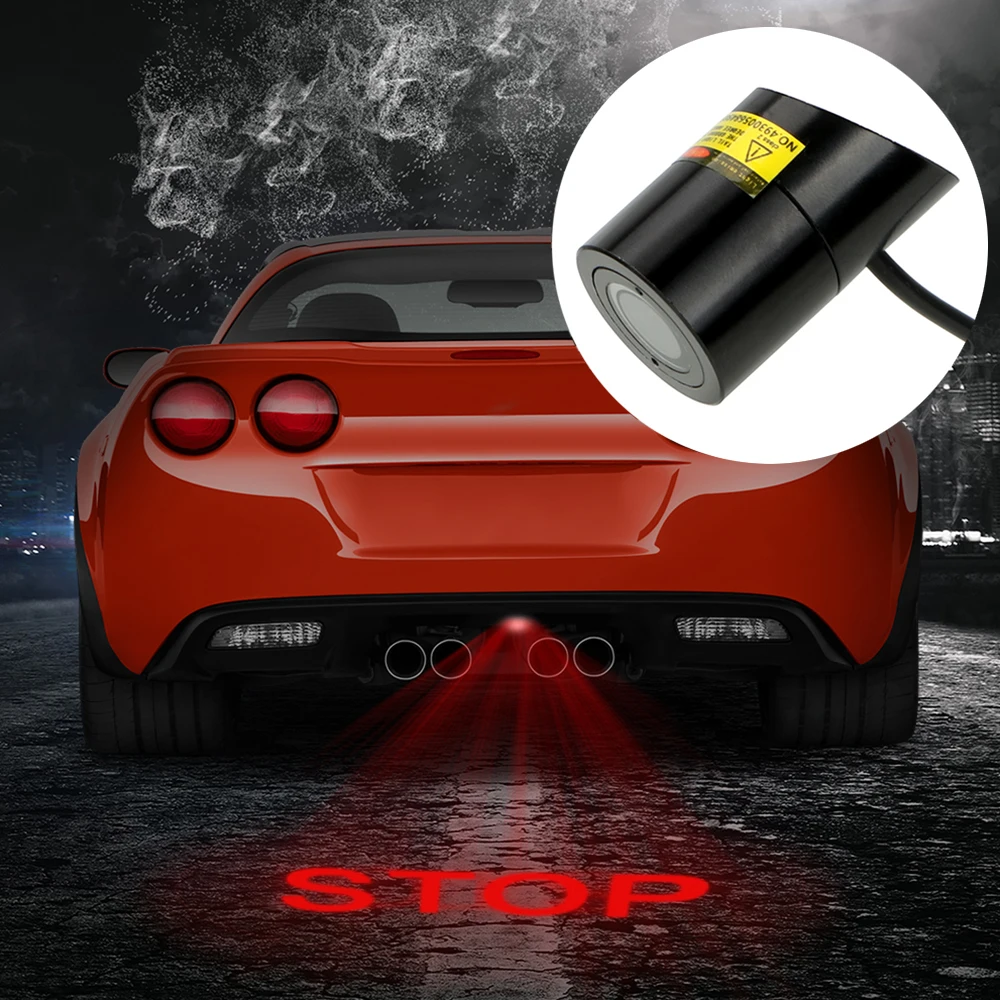  FORAUTO Car LED Projection Light Warning Laser Tail Logo Projector Auto Brake Parking Lamp STOP KEE - 4000071783395