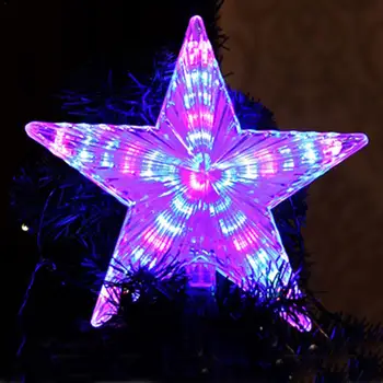 

23CM LED Light Up Christmas Tree Topper Star Xmas Star Ornament Estrelinhas Adornos De Navidad Eve Christmas Tree Decoration