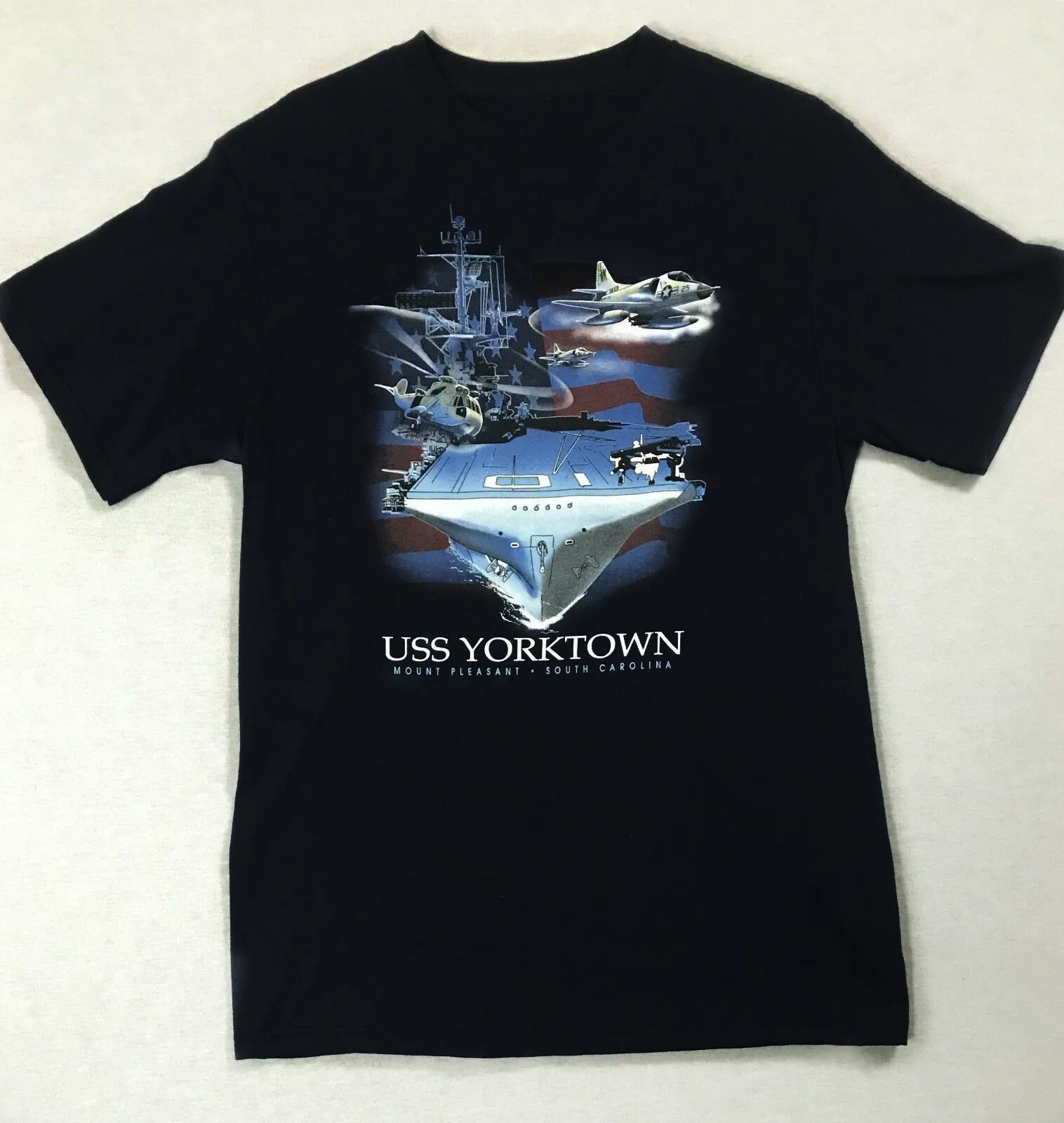 

South Carolina Charleston Harbor USS Yorktown CV10 T-Shirt. Summer Cotton Short Sleeve O-Neck Men's T Shirt New S-3XL