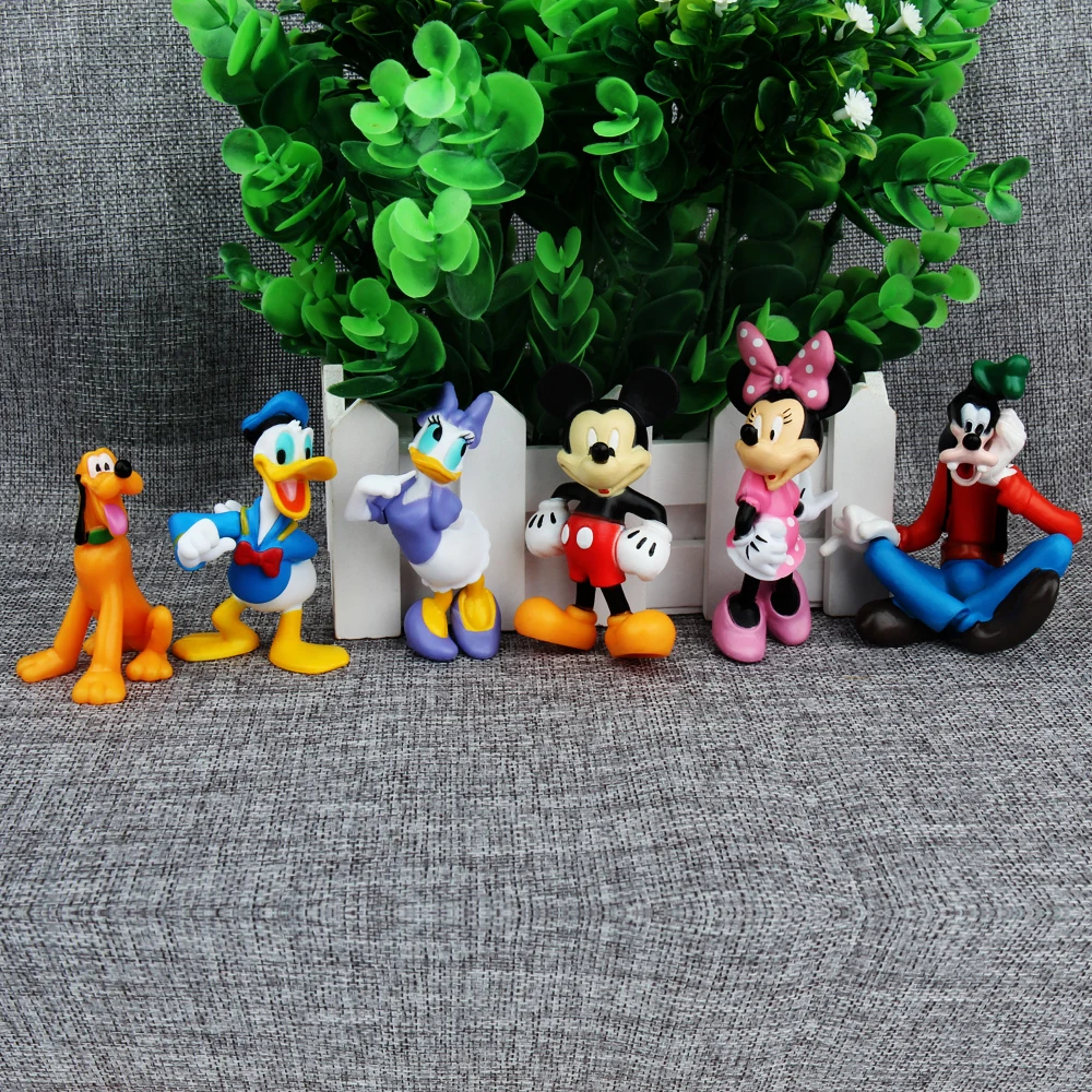 

6pcs/lot Mickey Figures Minnie Mouse Donald Duck Goofy Dog Pluto Dog Daisy Cartoon PVC Figure Collection Model Toy Dolls