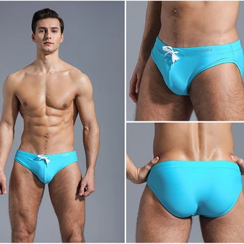 T21 Solid color sexy men swimwear new surfing swimming trunks beachwear men pool swim briefs shorts men swimsuits bathing suits 2