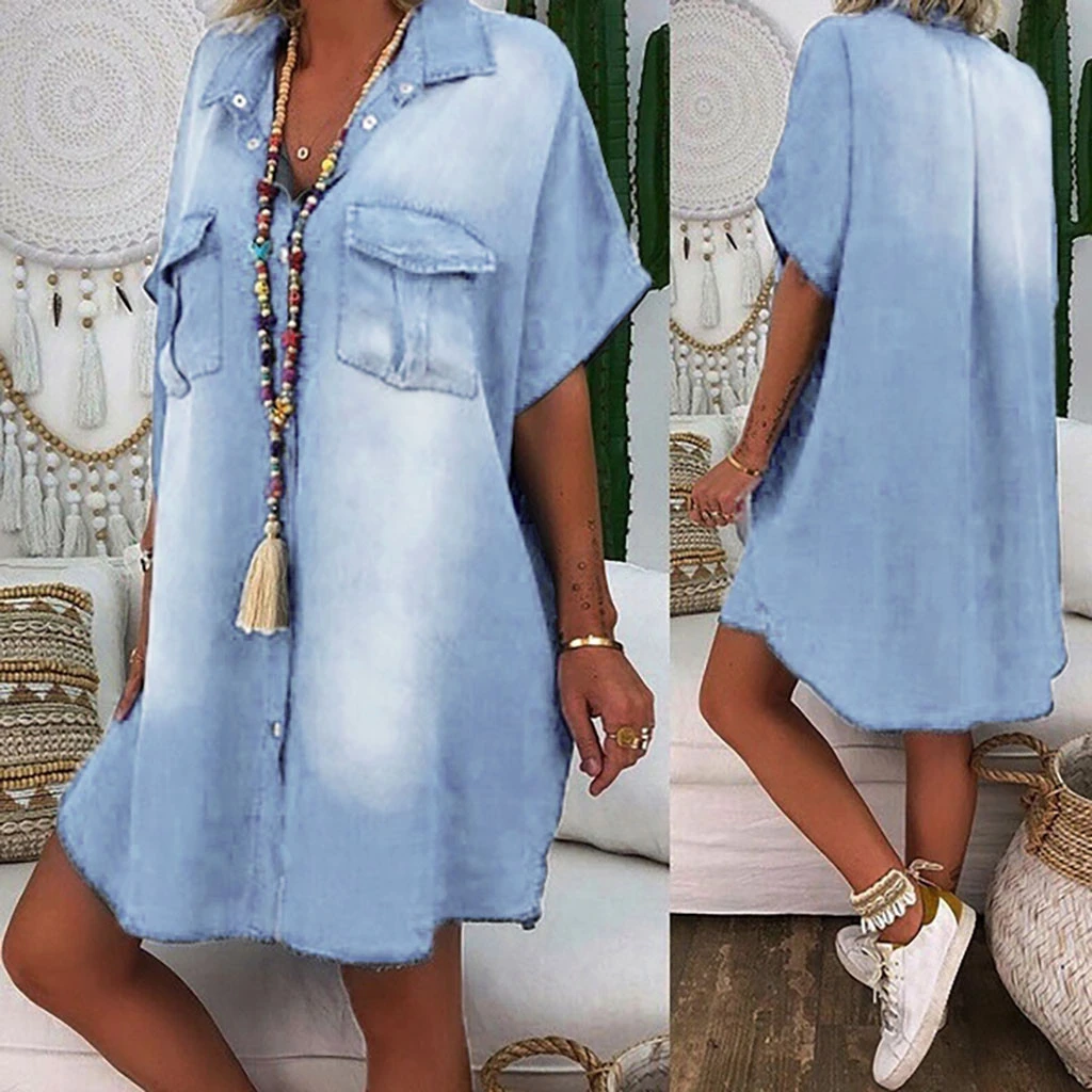 denim short sleeve dresses