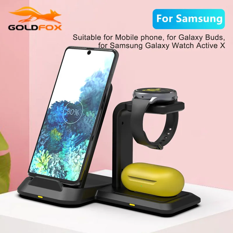 3 in 1 Wireless Charging Dock Station for Samsung Note 20 10 9 S20 S10 S9 8 10W Fast Charger for Galaxy Watch Active/Galaxy Buds