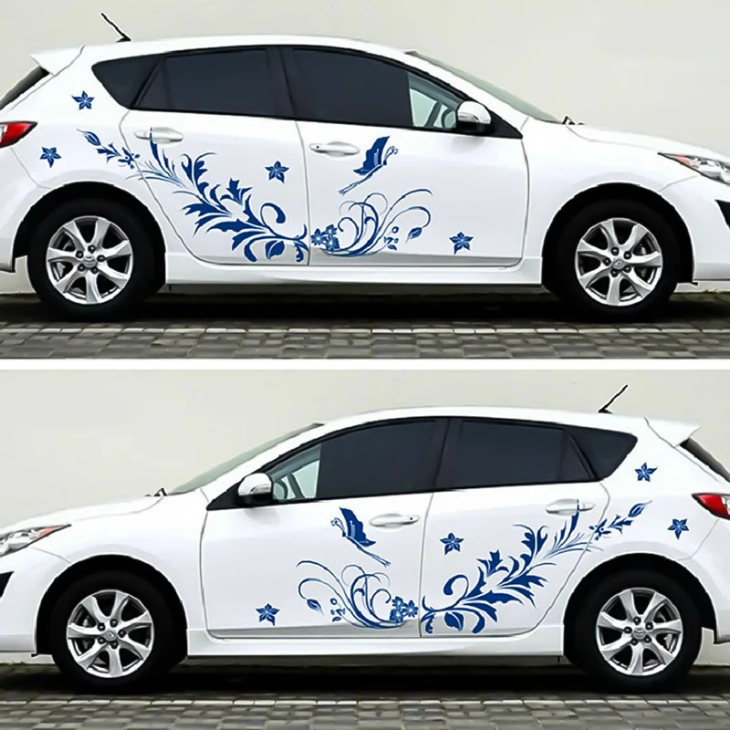 3Pcs/Set Universal Auto Modified Decal Vinyl Stickers Natural Flower Vine Dragonfly for Whole Car Body