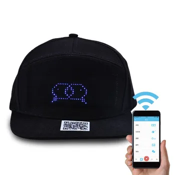 

Fashion USB Port Fashion LED Cap Phone Bluetooth APP Controlled Display Words USB Hat For Party Club