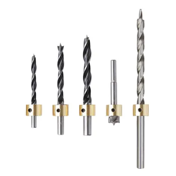 

Tri-Point Woodworking Counterbore Drill w/ Drill bushing Round Shank Wood HCS Woodworking Drill Screw Hole Saw Step Drilling