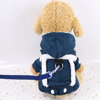 

Corduroy Pet Winter Clothes Dog Clothes with Traction Rope Interface Small Dogs Big Dogs Jacket Chihuahua Hoodies Pet Products