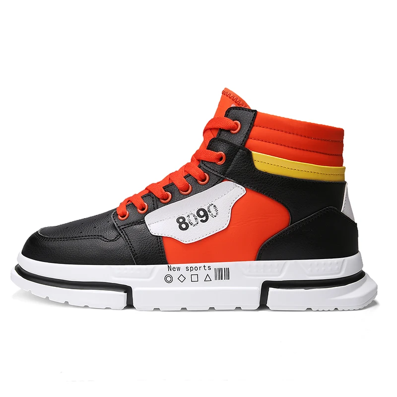 Black orange Высокие кроссовки Для мужчин Скейтбординг обувь Для мужчин, дышащие, для активного отдыха и спорта; обувь в стиле «хип-хоп» на улице Туфли без каблуков Zapatillas - Цвет: Black orange