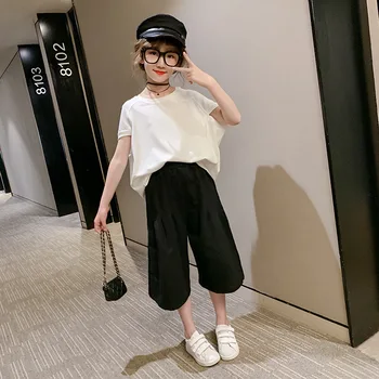 

Cotton Teen Girls Clothing Sets Summer Two Pieces Children Sets Fashion Girl Clothes Suit Casual Outfits Tops T Shirts + Pants