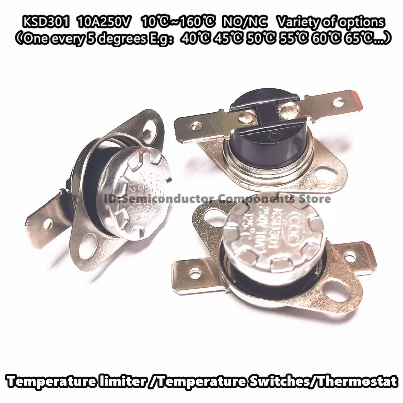 10PCS KSD301 10A 95C 100C 120 110 130C Normally open Temperature sensor switch limiter /Thermostat /Over temperature conduction |