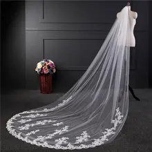 Высокое качество,, элегантная Кружевная аппликация, 3 м, Длинная фата для невесты, белая, слоновая кость, ширина 1,8 м, вуаль для невесты, свадебная фата с гребнем