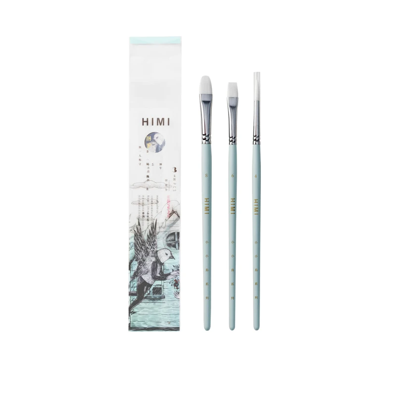 HIMI Gouache Paint Brushes Set 3 Pcs for Acrylic Oil Watercolor Face & Body Gouache Painting Nice Gift Art hobbyist,Kids & Adult himi miya gouache watercolor paint case match box without jelly cup paint portable case with palette for artists kids child