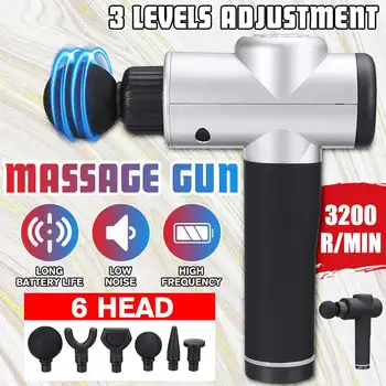 

4000r/min Therapy Massage Guns 3 Gear Muscle Massager Pain Sport Massage Machine Relax Body Slimming Relief 6 Heads