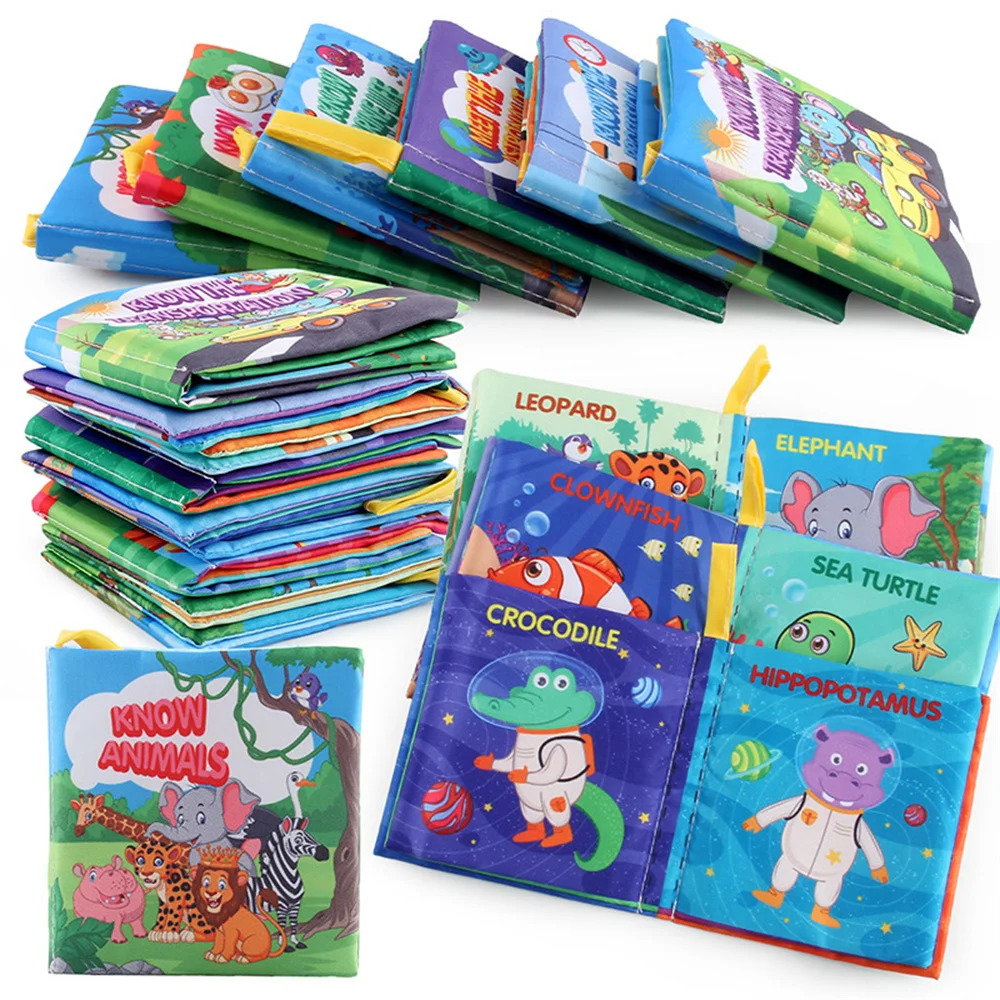 6Pcs Baby Cloth Book Intelligence Develop Soft Learning Cognize Reading Books Early Educational Toys Quiet Readings 0-12 Months