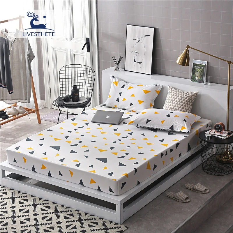 

Liv-Esthete 1PCS Bed Sheet On Elastic Band Rubber Sheet Home Decor Fitted Sheet Home Textiles Double Queen Thick Mattress Cover