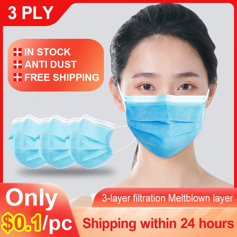 In stock Medical Mask Disposable Protective blue Face Masks Dustproof Mouth Mask Health Elastic Surgical Mask 12h fast shipping photo