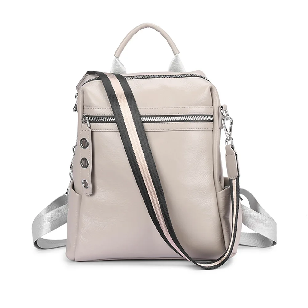 

New Style Soft Leather Backpack Women's INS Simple Full-grain Leather Versatile Fashion Women's Backpack Travel Bag
