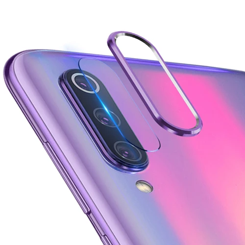 Защита для экрана камеры для Xiaomi mi 8 mi 8 стеклянная пленка+ металлическое защитное кольцо для объектива чехол для Xiaomi mi 9 mi 9 9SE 9 SE mi x 3 mi x3 - Цвет: Purple with Glass