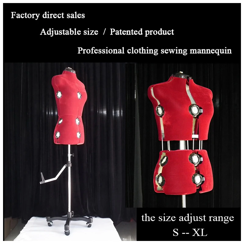 Прямая с фабрики новейший дизайн регулируемый размер плеча Женский торс швейный манекен - Цвет: red