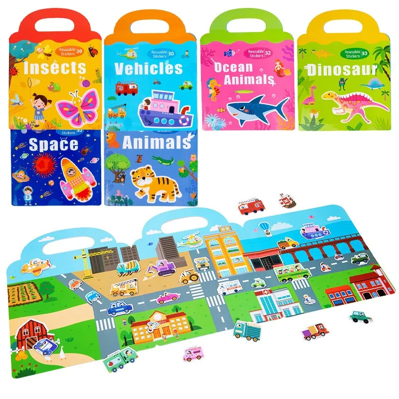 Hot Children Scene Magnetic Stickers DIY Hand-on Puzzle Sticker Reusable Cartoon Animal Learning Cognition Toys For Kids Gift