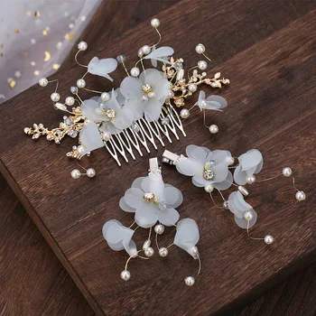 

Korean Bride Wedding Hair Accessories 3 piece sets Hair Comb Hairpin Headwear Women's hair Accessories