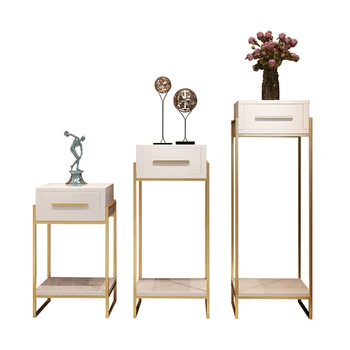 

Post-modern minimalist stainless steel flower stand light luxury gold-plated high and low flower shelf indoor balcony hotel lobb