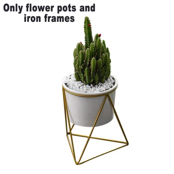 

With Plant Stand Geometric Ceramic Nordic Style Succulent Balcony Garden Table Flower Pot Set Home Decor Indoor Outdoor Office