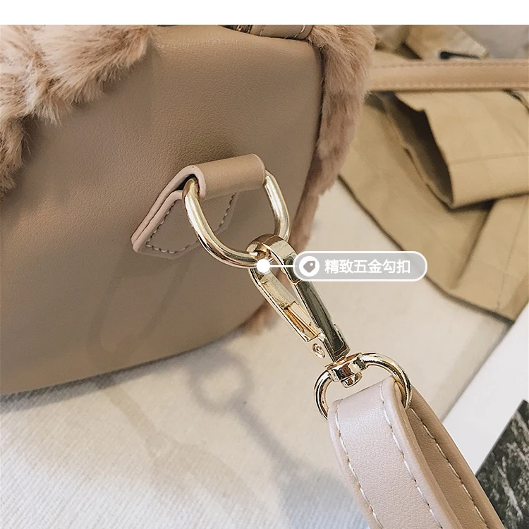 Elegant Female Plaid Tote Bag Winter New Quality Soft Plush Women's Designer Handbag High capacity Shoulder Messenger bags