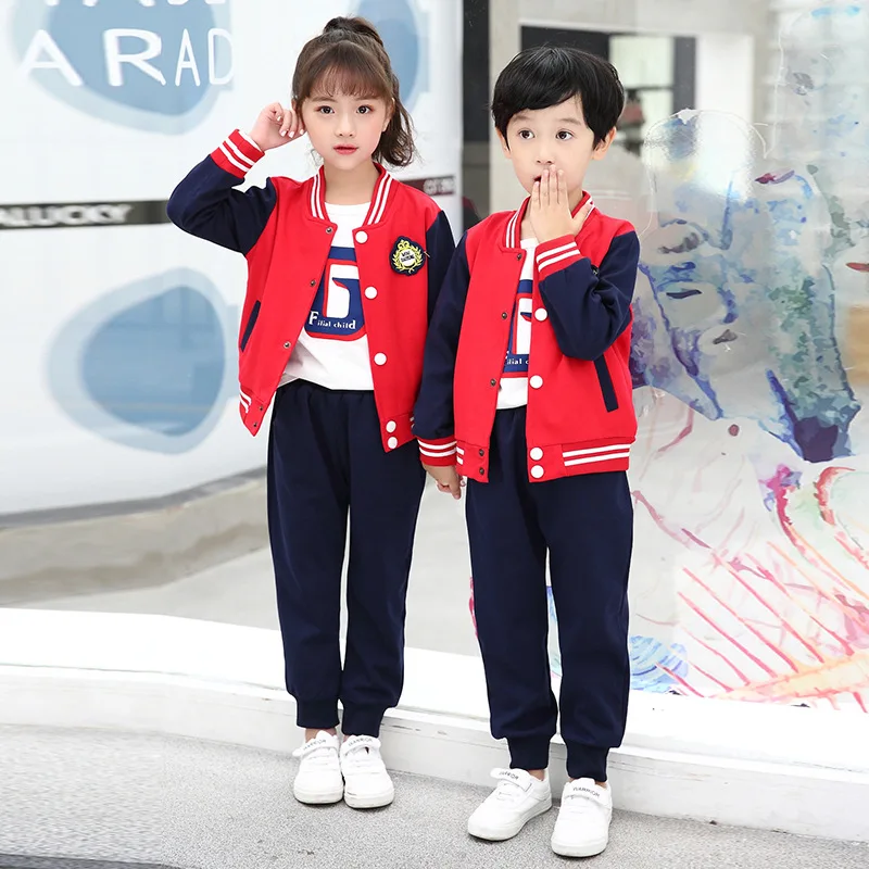Young STUDENT'S School Uniform Autumn And Winter New Style Cotton Baseball Sports Clothing Kindergarten Suit Spring And Aut