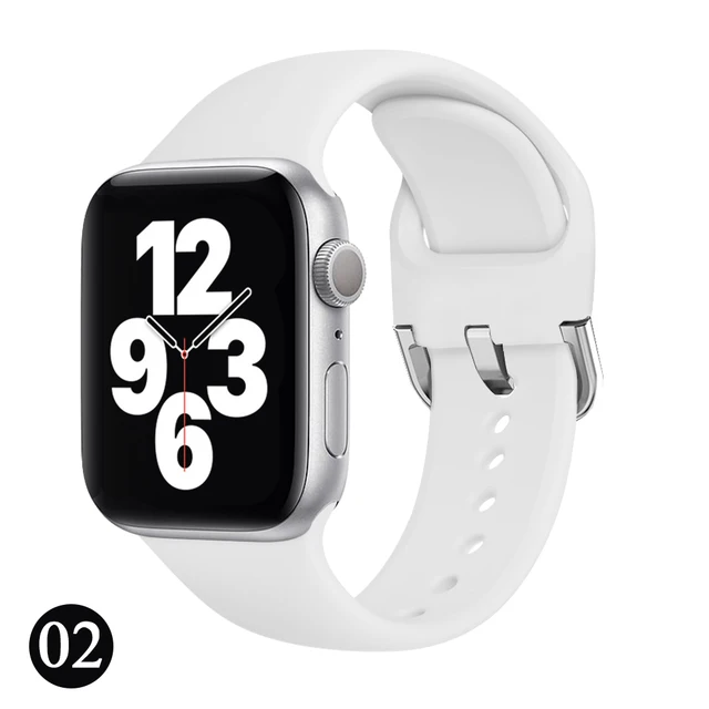 Soft Rubber Sport Band For Apple Watch SE 44mm 40mm Buckle Strap on Smart iWatch Correa Watchband Bracelet Series 65432 42mm38mm White
