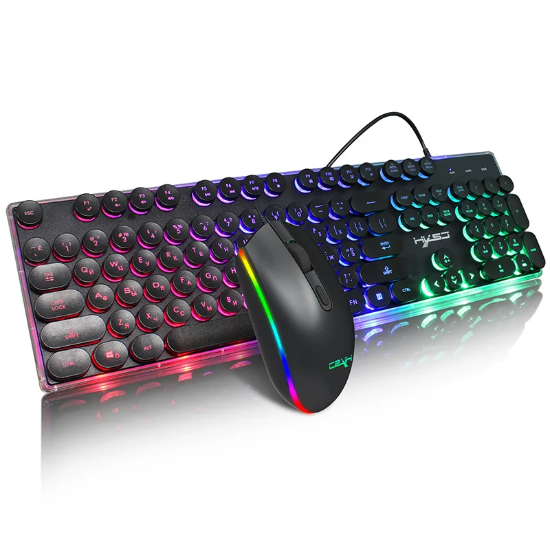 V300 английско-русская проводная USB RGB подсветка игровая мышь Набор клавиатуры