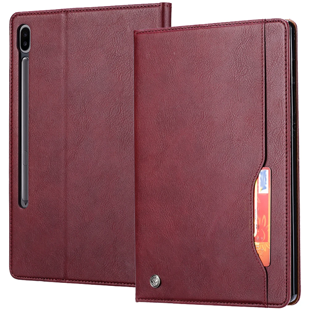 Wine Red Чехол из полиуретановой кожи для планшета с отделением для карт для samsung Galaxy Tab S6 10,5 дюймов SM-T860 SM-T865 чехол с функцией автоматического сна - Цвет: Wine Red