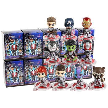 

Avengers Endgame Team Suit Iron Man Captain America Black Widow Nebula War Machine Thor Q Version PVC Figures Toys 10pcs/set