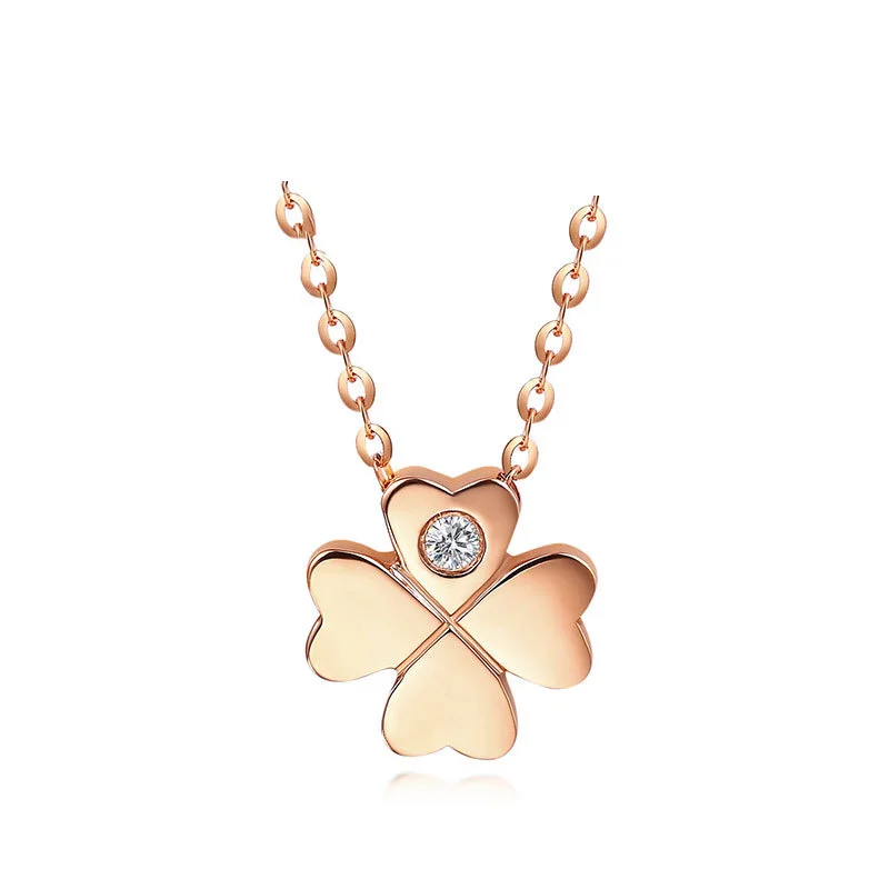 Lucky Diamond 18K Настоящее ТВЕРДОЕ ЗОЛОТО AU750 4 кулон в виде клевера ожерелье набор для женщин и девочек подарок Изысканные высококлассные ювелирные изделия